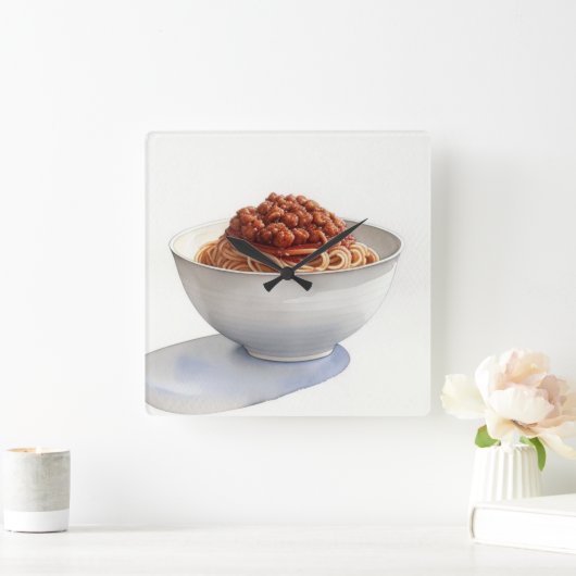 水の色絵を描のスパゲッティ スクエア壁時計 (ホーム)