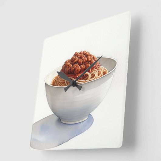 水の色絵を描のスパゲッティ スクエア壁時計 (傾斜)