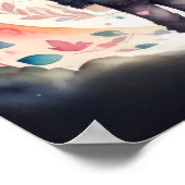 水の色絵を描のファミリかわいいチビ(小さくかわいく書いた感じ)1:1 ポスター (角)