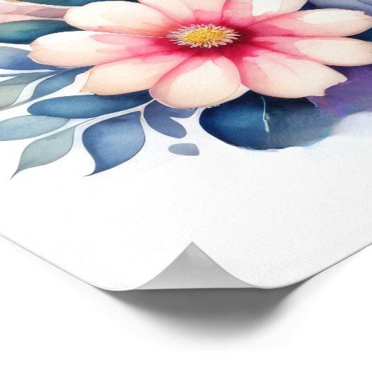 水の色絵を描のフローラかわいいチビ（小さくかわいく書いた感じ）1:1 ポスター (角)