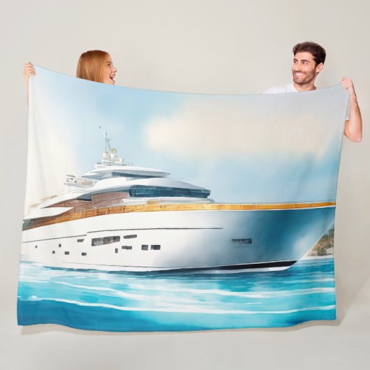 水の色絵を描のヨットオンザブルーウォーター フリースブランケット (インサイチュ)