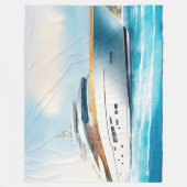 水の色絵を描のヨットオンザブルーウォーター フリースブランケット (正面)