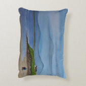 水の色絵を描のロマンチックな日のビーチ アクセントクッション (裏面(縦))