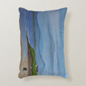 水の色絵を描のロマンチックな日のビーチ アクセントクッション (正面(垂直))