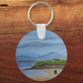水の色絵を描のロマンチックな日のビーチ キーホルダー (正面)