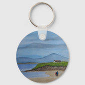 水の色絵を描のロマンチックな日のビーチ キーホルダー (裏面)