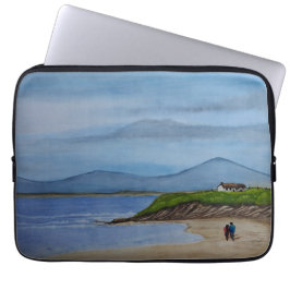 水の色絵を描のロマンチックな日のビーチ ラップトップスリーブ