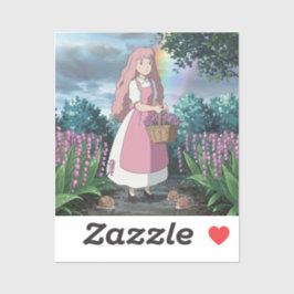 水の色絵を描の小さな女の子選択花 シール