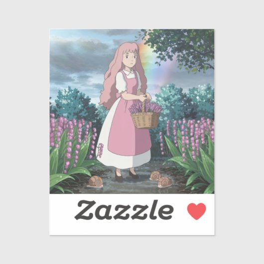 水の色絵を描の小さな女の子選択花 シール (シート)