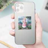 水の色絵を描の小さな女の子選択花 シール (スマートフォン)