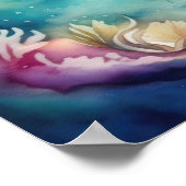 水の色絵を描の抽象芸術マーメイド1:1 ポスター (角)