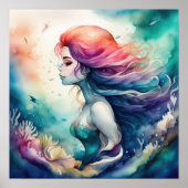 水の色絵を描の抽象芸術マーメイド1:1 ポスター (正面)