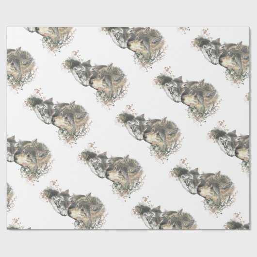 水の色絵を描の母ウルフ&カブス ラッピングペーパー (フラット)