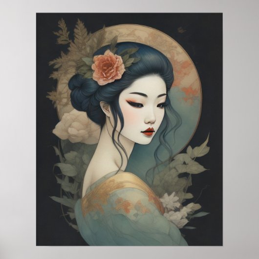 水の色絵を描の美しいアジア ポスター (正面)