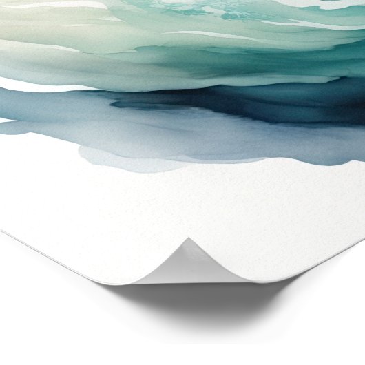 水の色絵を描の美しい女性の水ニンフII ポスター (角)