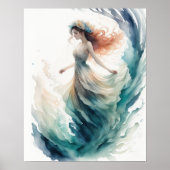 水の色絵を描の美しい女性の水ニンフII ポスター (正面)