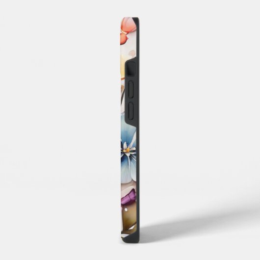 水の色絵を描の花。 iPhoneケース (左側面)