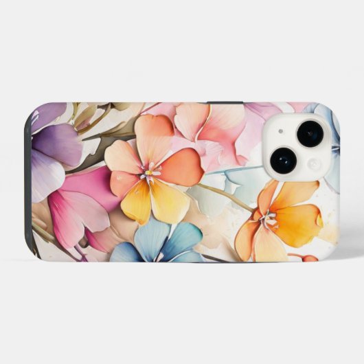 水の色絵を描の花。 iPhoneケース (裏面横)