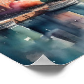 水の色絵を描の都市と川 ポスター (角)