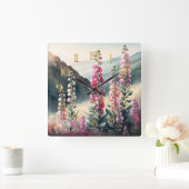 水の色絵を描のSnapdragons Wall Clock スクエア壁時計 (ホーム)