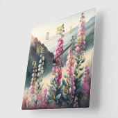 水の色絵を描のSnapdragons Wall Clock スクエア壁時計 (傾斜)