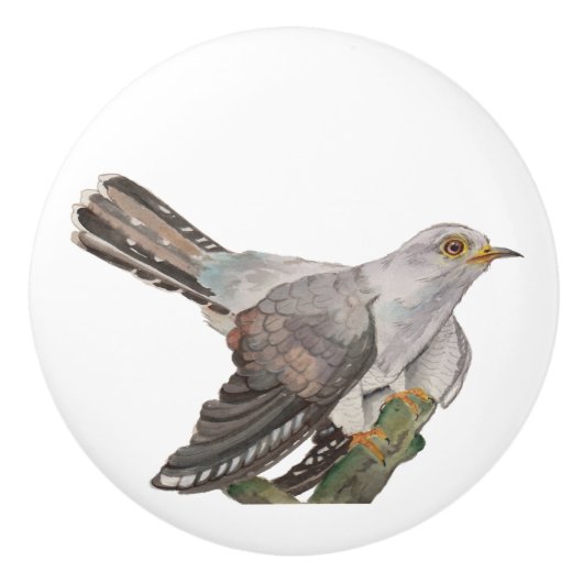 水の色絵を描はカッコウ セラミックノブ (正面)