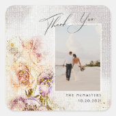 水の色絵を描フローラキャン結婚バス スクエアシール (正面)