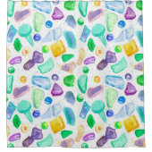 水の色絵を描海ガラス シャワーカーテン (正面)