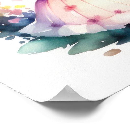 水の色絵画のかわいいチビ(小さくかわいく書いた感じ)2 Female IV ポスター (角)