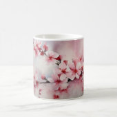 水の色絵画のさくらんぼの花の枝。 コーヒーマグカップ (中央)