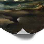 水の色絵画のアンティークスタイル風景 ポスター (角)