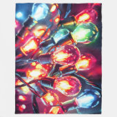 水の色絵画のクリスマスの祭日の文字列ライト フリースブランケット (正面)