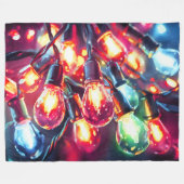 水の色絵画のクリスマスの祭日の文字列ライト フリースブランケット (正面(横))