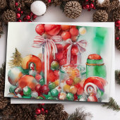 水の色絵画のクリスマスキャンディ シーズンカード