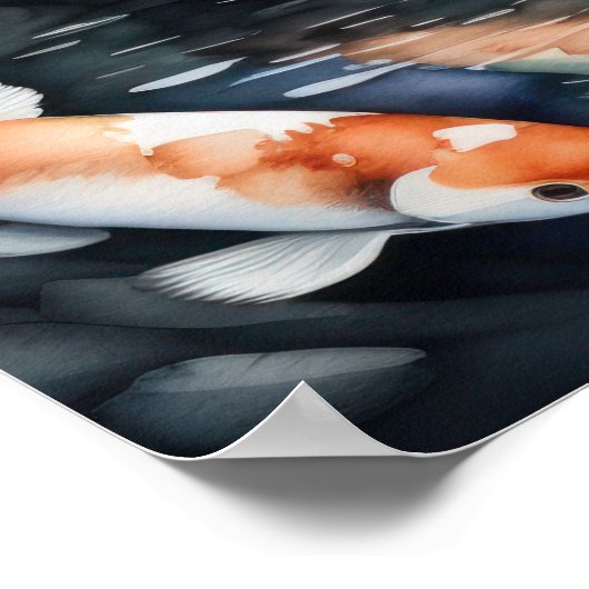 水の色絵画のコイ魚IV ポスター (角)