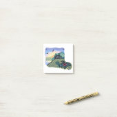 水の色絵画のファンタジー要塞の城の生活 ポストイット (デスク上)