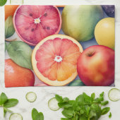 水の色絵画のフルーツ キッチンタオル (折り畳み)