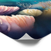 水の色絵画のブルネットのマーメイド1:1 ポスター (角)