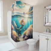 水の色絵画のブロンド・マーメイド シャワーカーテン (インサイチュ)