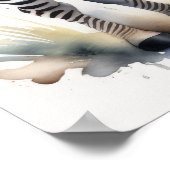 水の色絵画のベビーゼブラ5:4 ポスター (角)