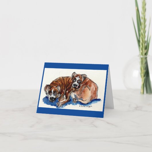 水の色絵画のボクサーとフレーズ感動的 サンキューカード (正面)