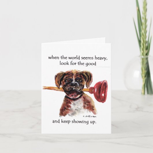 水の色絵画のボクサー+パラダイス,カリフォルニア州の火災物語 サンキューカード (正面)