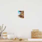 水の色絵画のミコノスビーチ ポスター (キッチン)