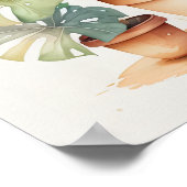 水の色絵画のモンステラポット ポスター (角)