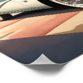 水の色絵画のヴィンテージカーとダイナー ポスター (角)