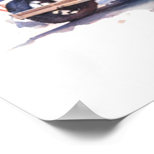 水の色絵画のヴィンテージカーのポスター ポスター (角)