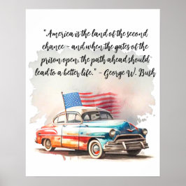 水の色絵画のヴィンテージカーのポスター ポスター