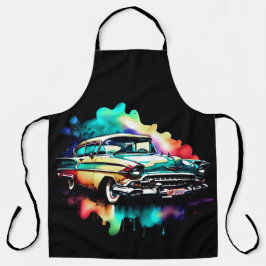 水の色絵画のヴィンテージカー エプロン