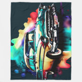 水の色絵画のヴィンテージカー フリースブランケット (正面)