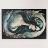水の色絵画の人魚 ジグソーパズル (横)